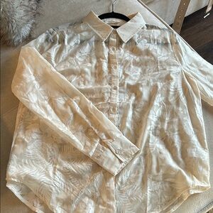 Floral Patterned Cream Button-Up Shirt